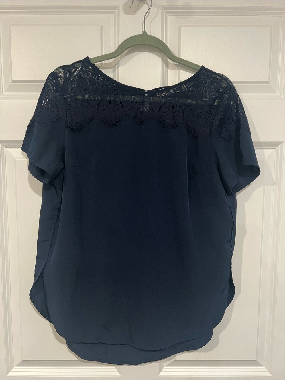 Abercrombie & Fitch Navy Lace Yoke Blouse